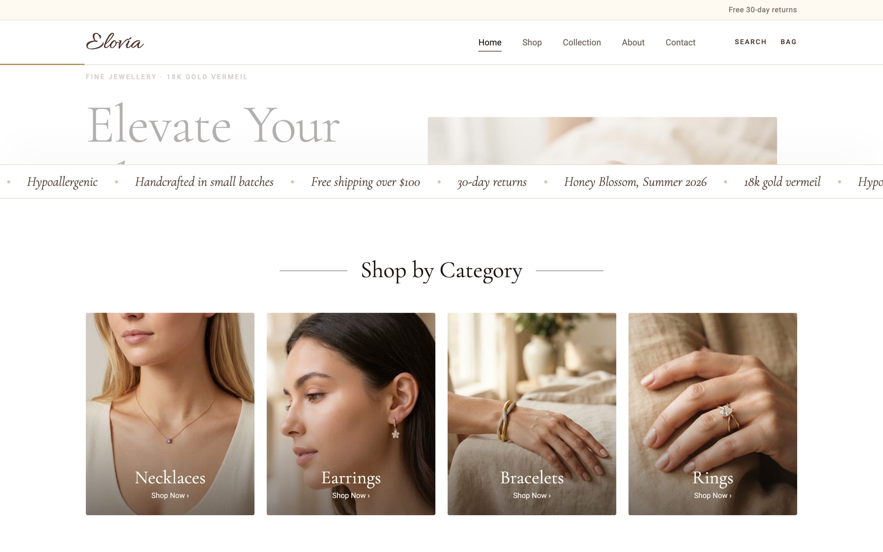 The home page mid-scroll: the headline lifting away as the store slides up over the pinned hero